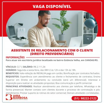 Assistente de relacionamento com o cliente (previdenciário) 